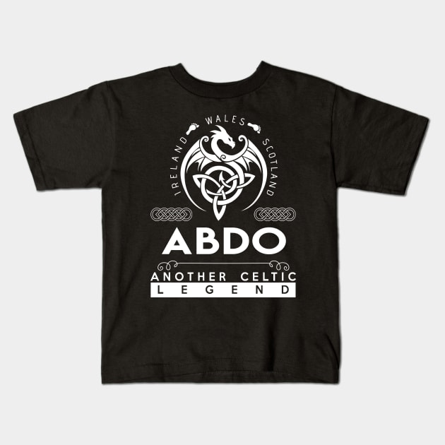 Abdo Name T Shirt - Another Celtic Legend Abdo Dragon Gift Item Kids T-Shirt by harpermargy8920